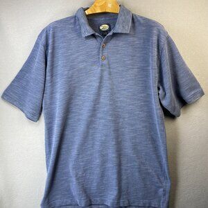 Tommy Bahama Short Sleeve Polo Shirt Mens L 100% Cotton Blue  Beach Surf Summer‎